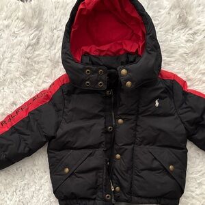 Ralph Lauren Kids Puffer Jacket in Black and Red